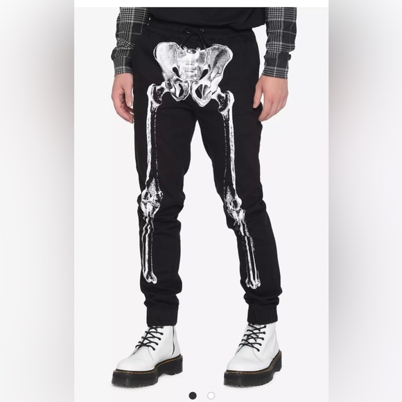 Hot Topic Pants Joggers Cargo Goth Punk Black Skeleton Men’s Size XL - Picture 1 of 8